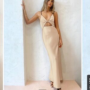 V-neck Hollow Out Cami Long Dress